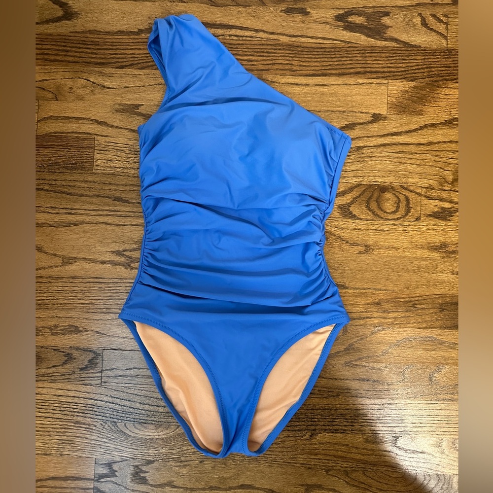 j crew Sleek ruched one-shoulder one-piece swimsuit